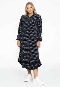 Dress with ruffles and lace POLKADOT - blue - #1