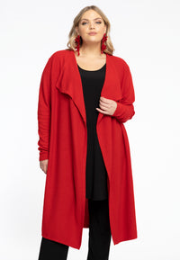 Cardigan drape neck cashmere - red - #1