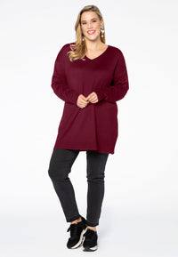 Pullover wide V-neck - red - #1