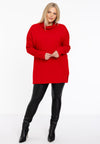 Pullover high neck rib - red