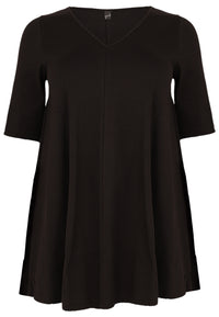 Tunic Swing short sleeve COTTON - black - #4