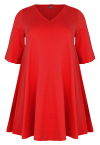 Tunic Swing short sleeve COTTON - red - #4