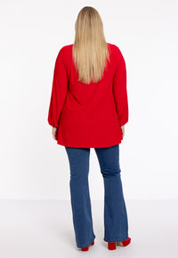 Tunic wide bottom V-neck Dolce - red - #3