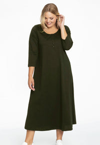Long A-line dress COTTON - green - #1
