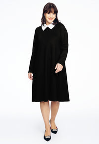 Dress contrast collar INTERLOCK - black - #1