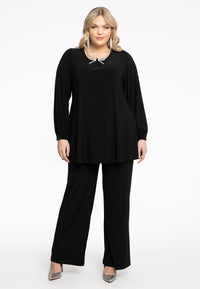 Tunic Wide Bottom Strass Ribbon DOLCE - black - #1