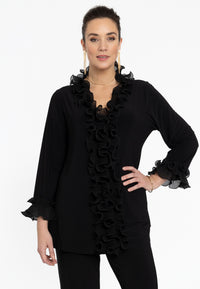 Blouse A-line plisse ruffles DOLCE - black - #2