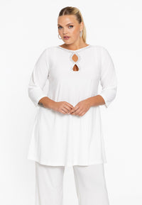 Tunic wide bottom beads DOLCE - ecru - #1