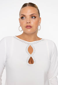 Tunic wide bottom beads DOLCE - ecru - #4