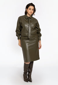 Blouse FAUX LEATHER - light green - #4