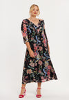 Dress volant ORIENTAL FLOWER - black