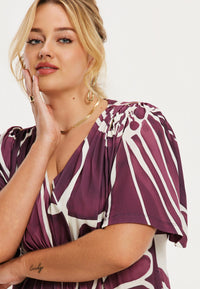 Dress strings FLORAL MERLOT - dark red - #5