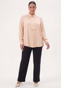 Shirt A-line bow SATIN - pink - #2