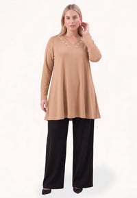 Tunic A-line ECO VERO - light brown - #1