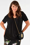 Shirt a-symmetric drape neck DOLCE - black - #2