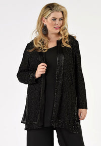 Jacket all over beaded silk - black - #1