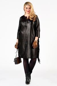Dress fringing leather - black - #2