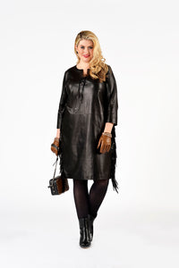 Dress fringing leather - black - #1