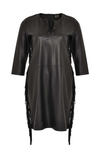 Dress fringing leather - black - #4