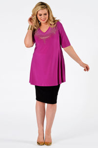 Shirt flare strass neck DOLCE - pink - #1