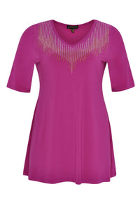Shirt flare strass neck DOLCE - pink - #4