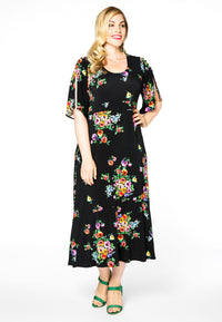 Dress asymmetric bottom ROSA - black - #1
