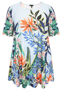 Tunic wide bottom BOTANIC - blue - #4