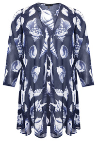 Cardi-blouse SEA SHELLS - blue - #4