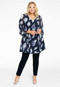 Tunic wide bottom SEA SHELLS - blue - #1