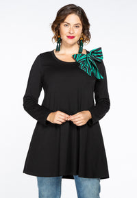 Tunic wide bottom bow tiger - black - #2