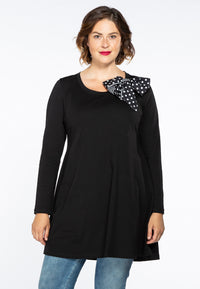 Tunic wide bottom bow dots - black - #2