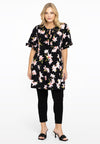 Tunic wide bottom frill trim HIBISCUS - black - #1