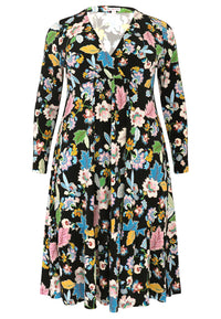 Jurk met V-hals FLOWERPOWER - black - #4