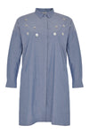 Blouse flower paillet chambray - indigo - #4