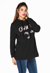 Sweater hooded Close to - black - #2