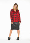 Blouse stone buttons check - red - #1