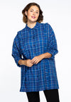 Blouse side ruffles check - blue - #2