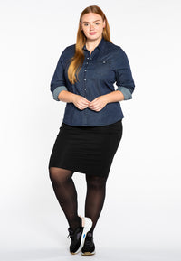 Blouse denim stretch - dark indigo - #1