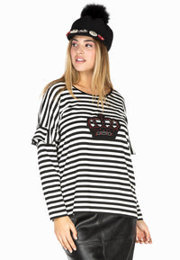 Shirt wide crown STRIPED - black - #2