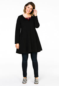 Tunic wide bot bow INTERLOCK - black - #1