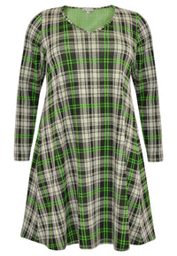 Dress A-line NEON CHECK - black - #4