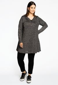 Tunic wide bottom zip LUREX - silver - #1
