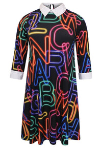 Dress white collar NEON - black - #4
