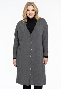 Cardigan long knitted - grey - #1