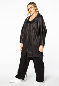 Coat wide hooded - black - #1