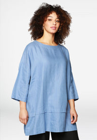 Blouse-tunic layered LINEN - indigo - #2