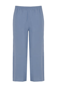 Trousers wide-fit long linen - indigo - #3