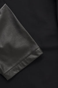 Blouse fake leather sleeves - black - #5