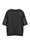 Blouse fake leather sleeves - black - #4