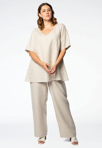 Tunic flare LINEN - brown - #1